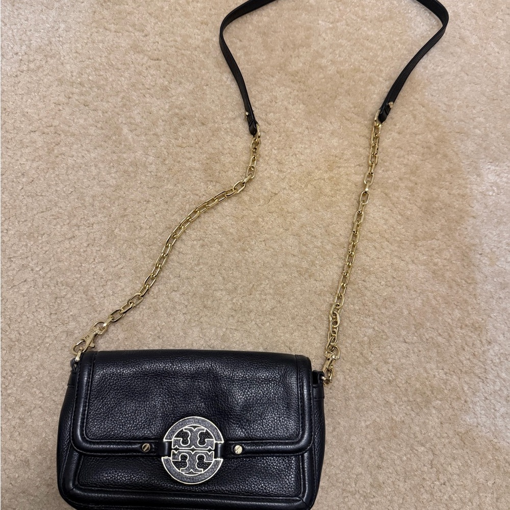 Tory Burch Black Crossbody Bag with Gold Chain